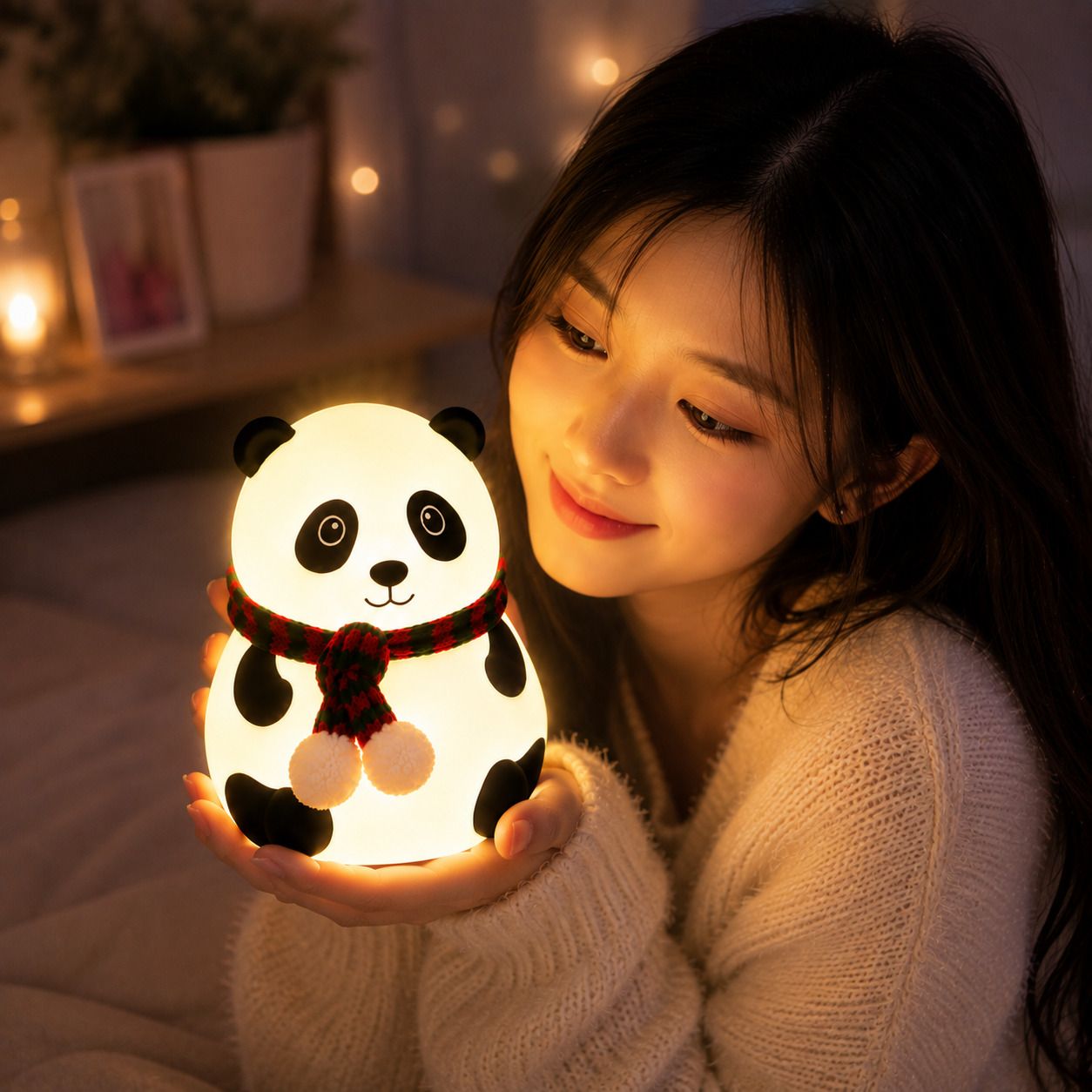 Panda Night Light Cute LED Bedside Lamp for Kids Nursery Bedroom Home Decor Gift Night Lamp-image-20