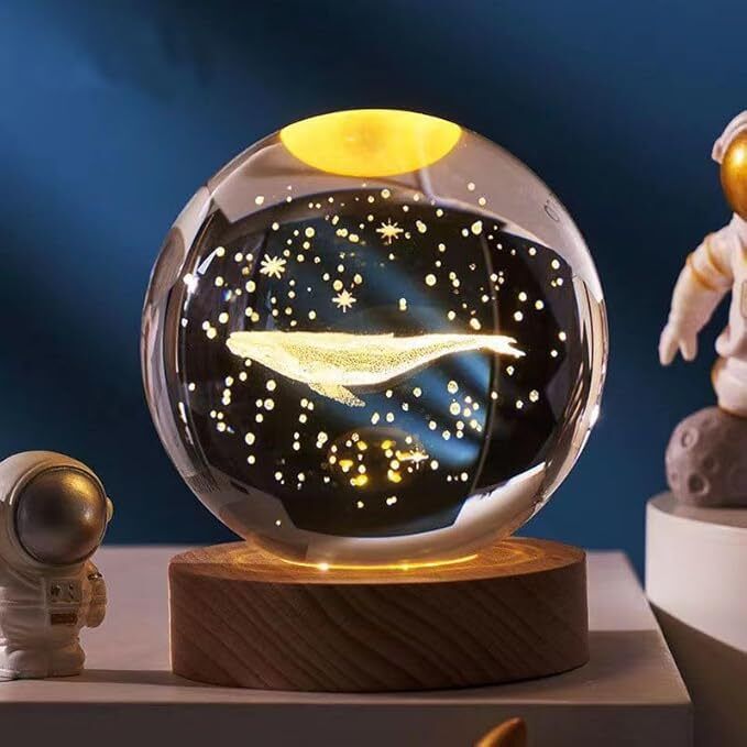 3D Whale Engraved Crystal Ball With LED Light Wooden Base For Home Decor Night Lamp-image-29
