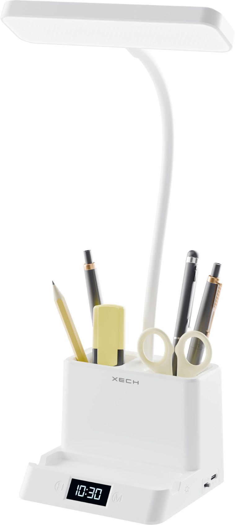 xech Rechargeable Table Lamp with Digital Clock Pen Stand 3 Color tone Desky Digital Study Lamp-picture-14