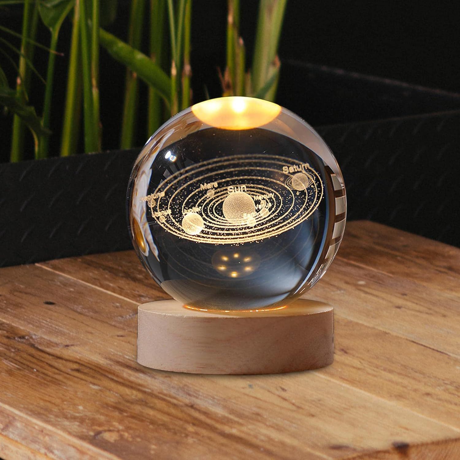 3D Solar Crystal Ball Night Light Glass Ball Night Lamp with Wood Base and USB Table Lamp-image-35