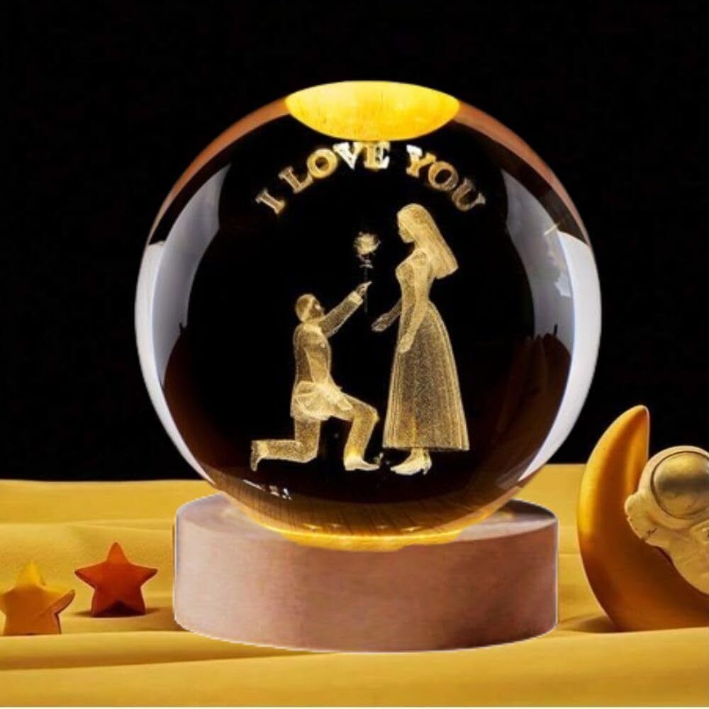 3D Crystal Ball LED Night Lamp i love you Night Lamp-image-4