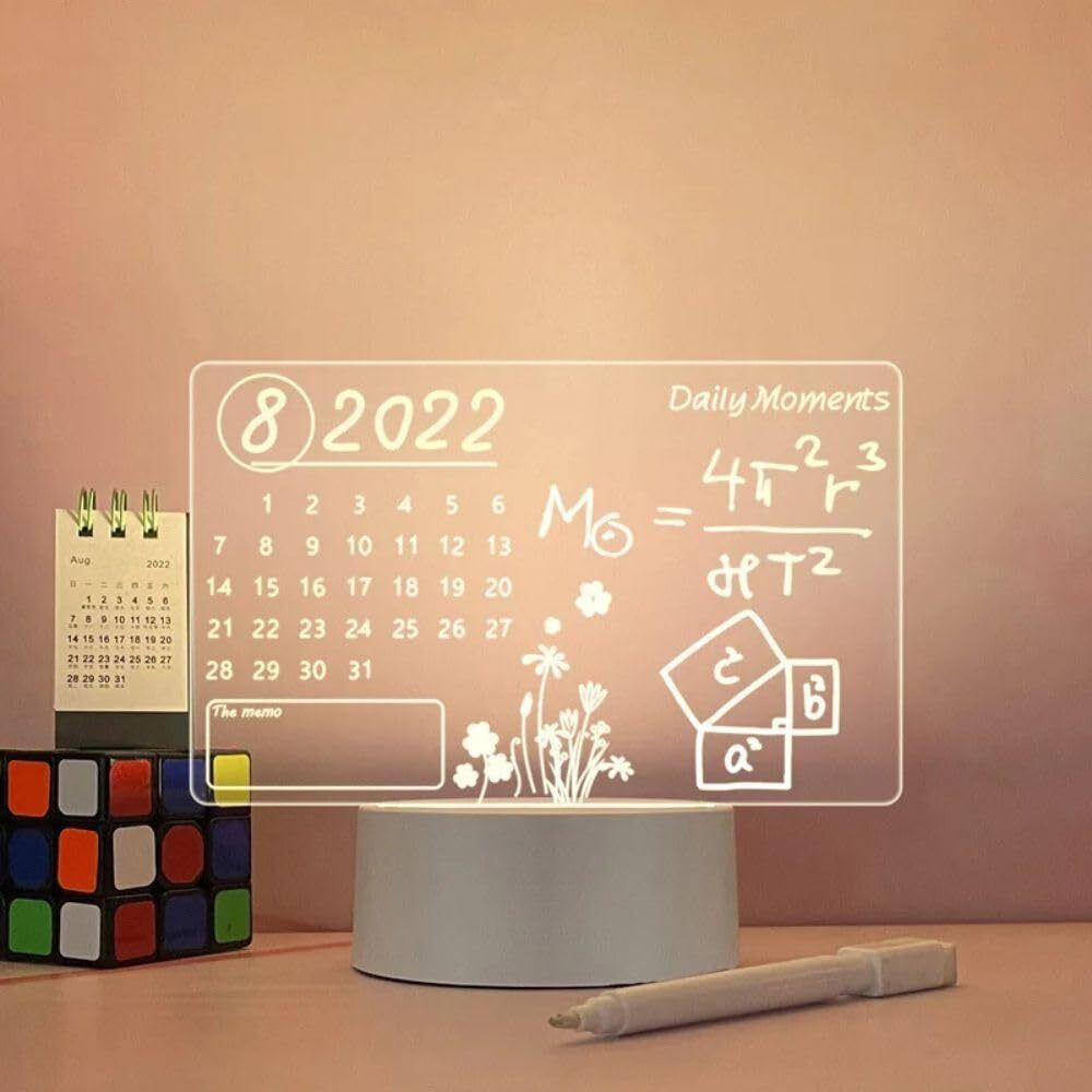 15cm Acrylic Writing Board with Pen & Light Rewritable Message Board Table Lamp Study Lamp-image-16