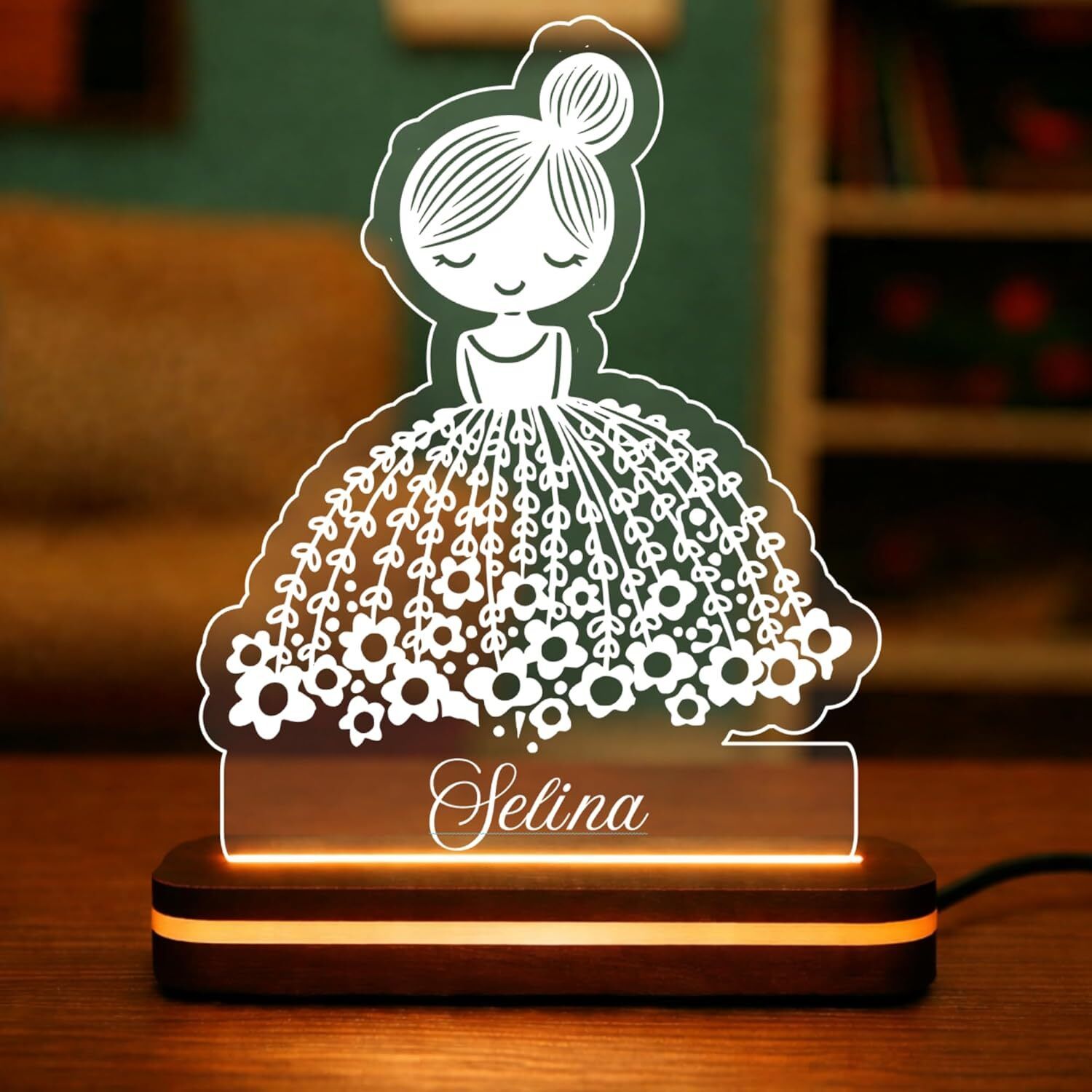 mango haveli Personalized Name LED Lamp Bellerina Doll Theme For Kids Girls Table Lamp-picture-10