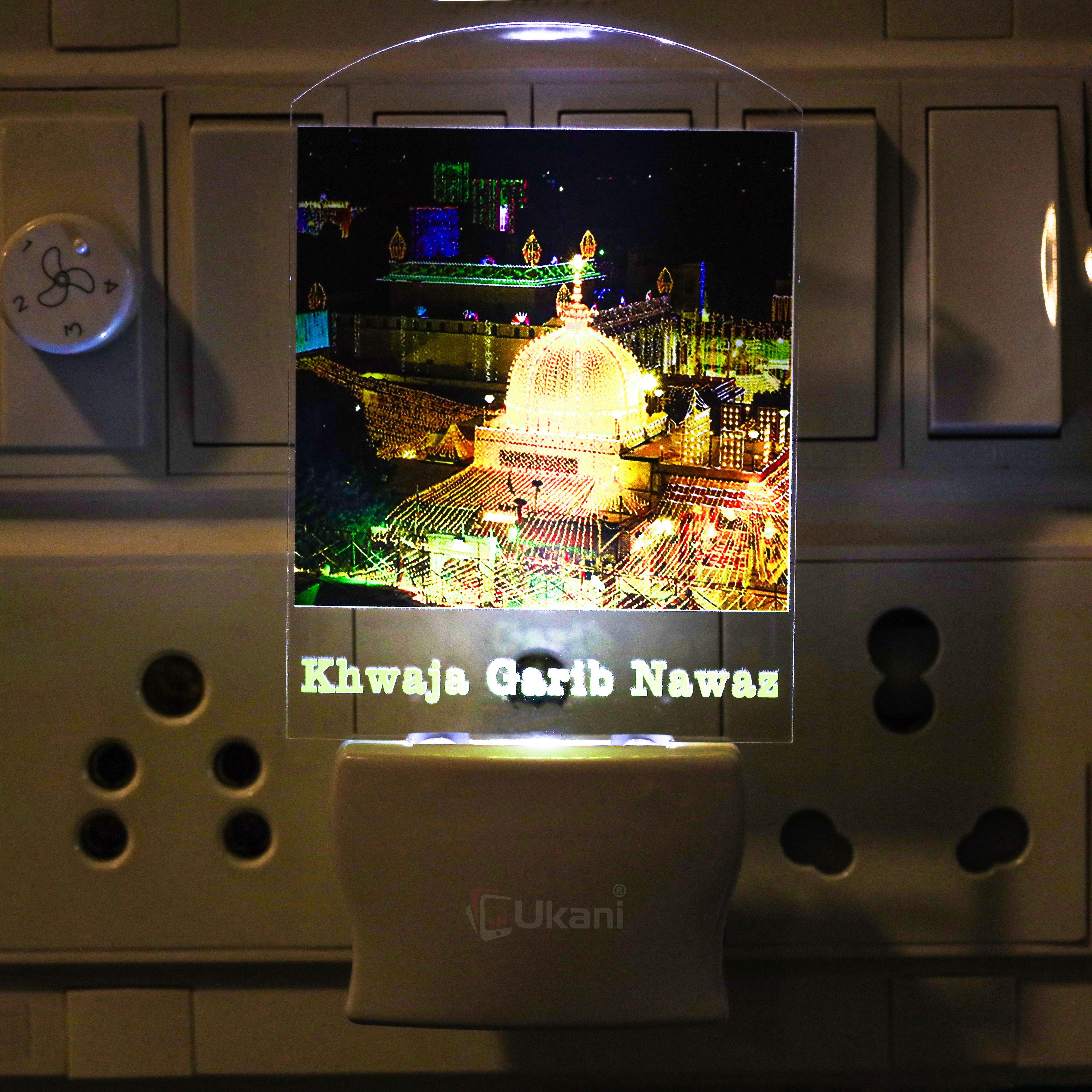 ukani KHWAJA GARIB NAWAZ UV Printed Acrylic 3D Illusion White Colour LED Plug and Play Night Lamp-picture-12