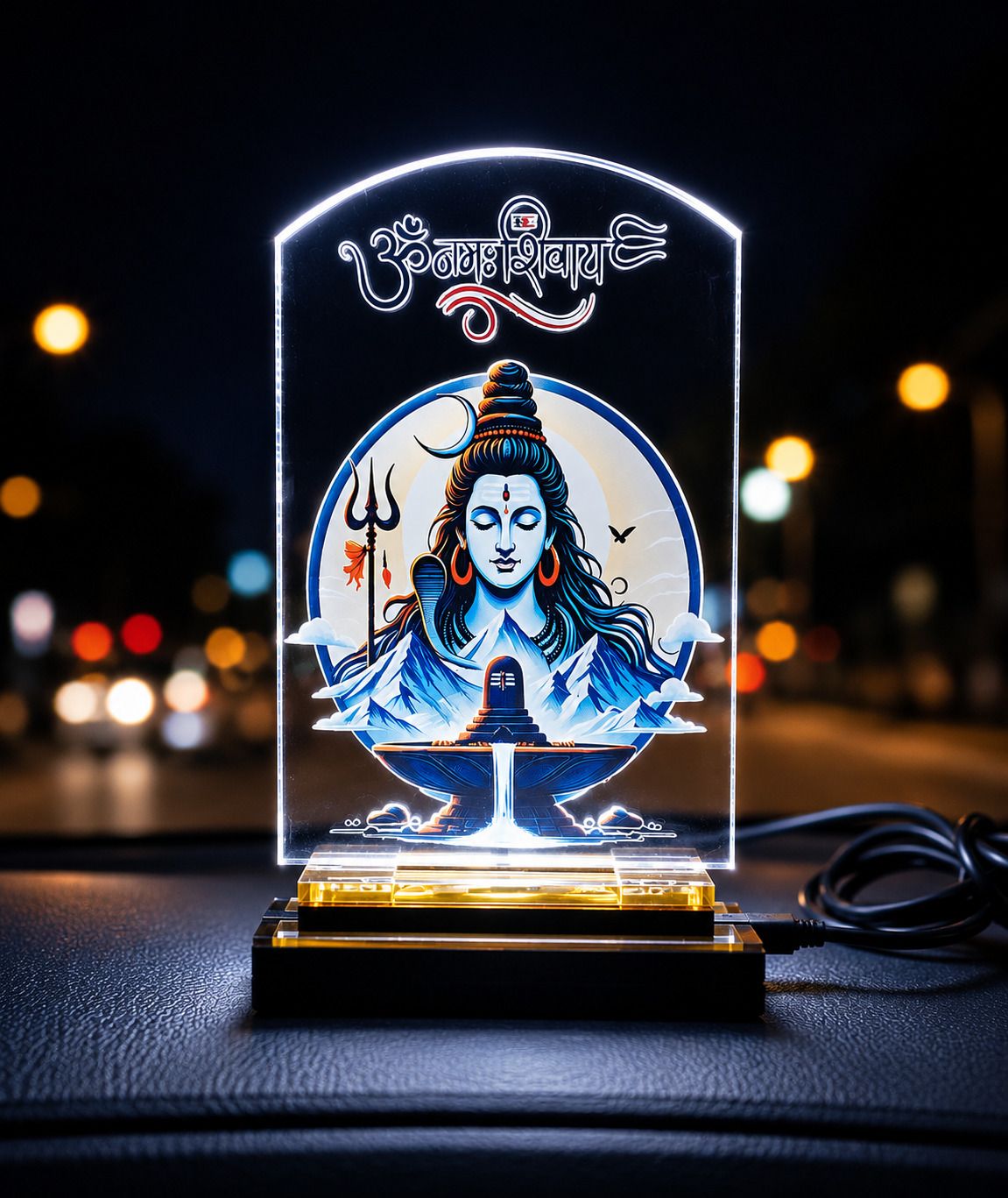 USB CAR DASHBOARD UV PRINT MAHADEV LAMP WITH USB CABLE WITH LED LIGHT Table Lamp-image-28