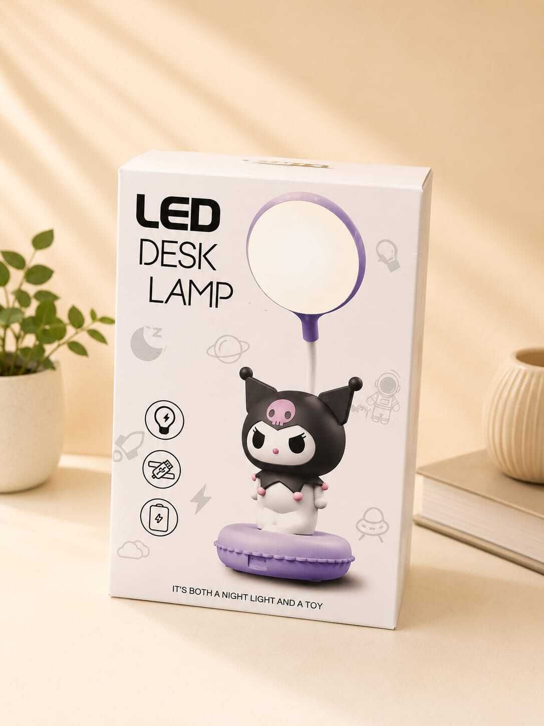 essethetic Cute Kuromi Cartoon Design Rechargeable LED Table Lamp with Pen Holder Study Lamp-picture-16