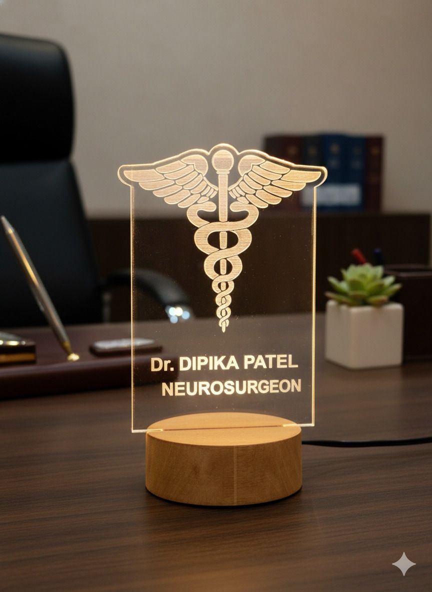 gift hatke Personalized LED Acrylic Desk Nameplate with Medical Symbol Doctor Table Lamp-picture-0