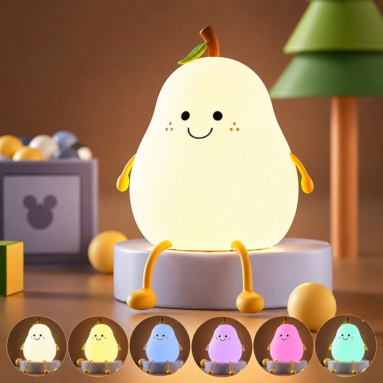 zenovolt 7 Colors LED Pear Night Lamp with Touch Sensor & USB Type-C Rechargeable Table Lamp-picture-10