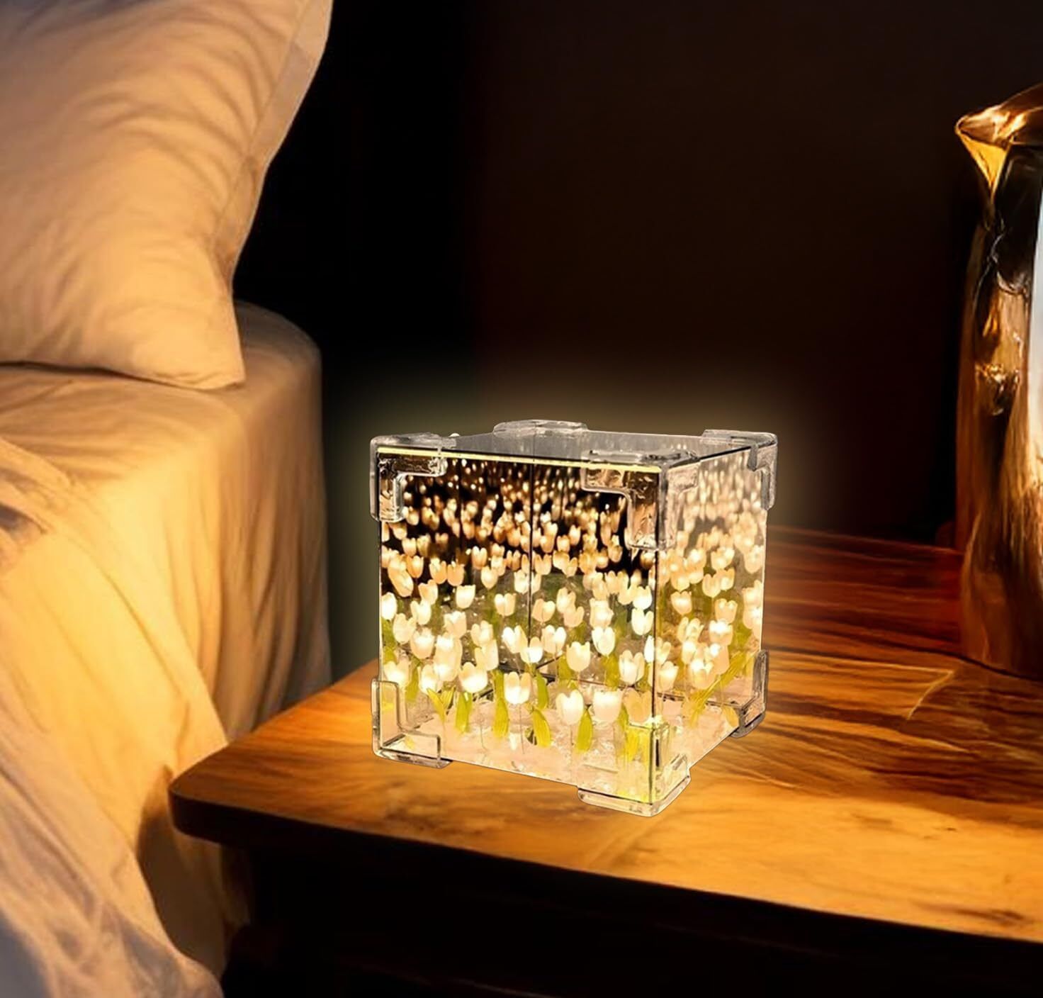 Cube Tulip Lamp | DIY Flowers Led Decorative Lamp Night Lamp-image-47