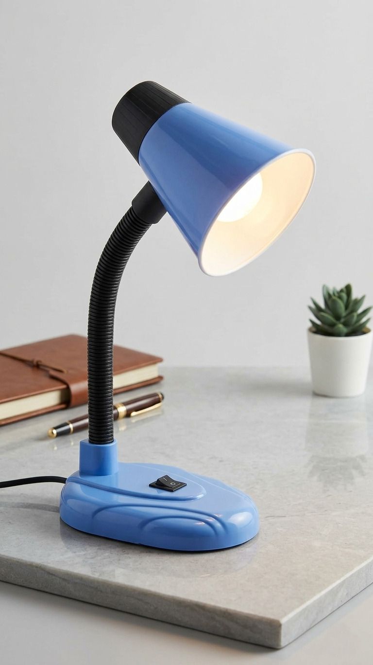 Flexible PVC Table Lamp for Study Office, Home, Adjustable Neck, Blue, No Bulb Study Lamp-image-40