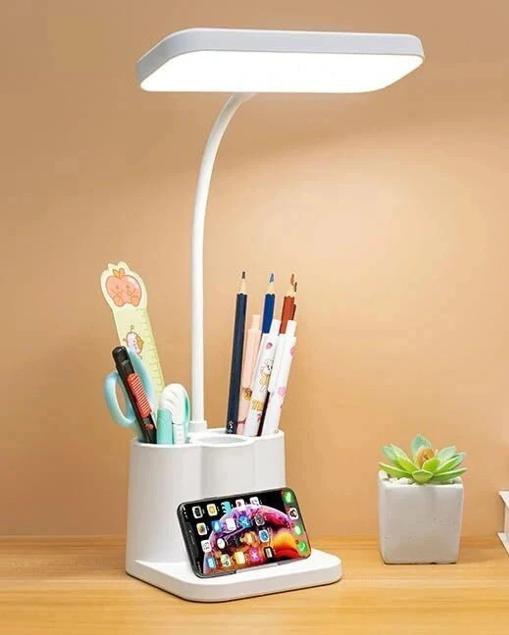 feelon Rechargeable Table Lamp with Phone Holder for Study with 3 Pocket Study Lamp Study Lamp-picture-21