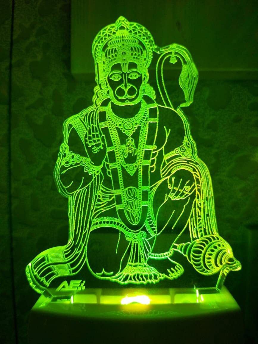 Acrylic Color Changing 3D Visual Illusion LED Multicolor Night Lamp Hanuman_01 Night Lamp