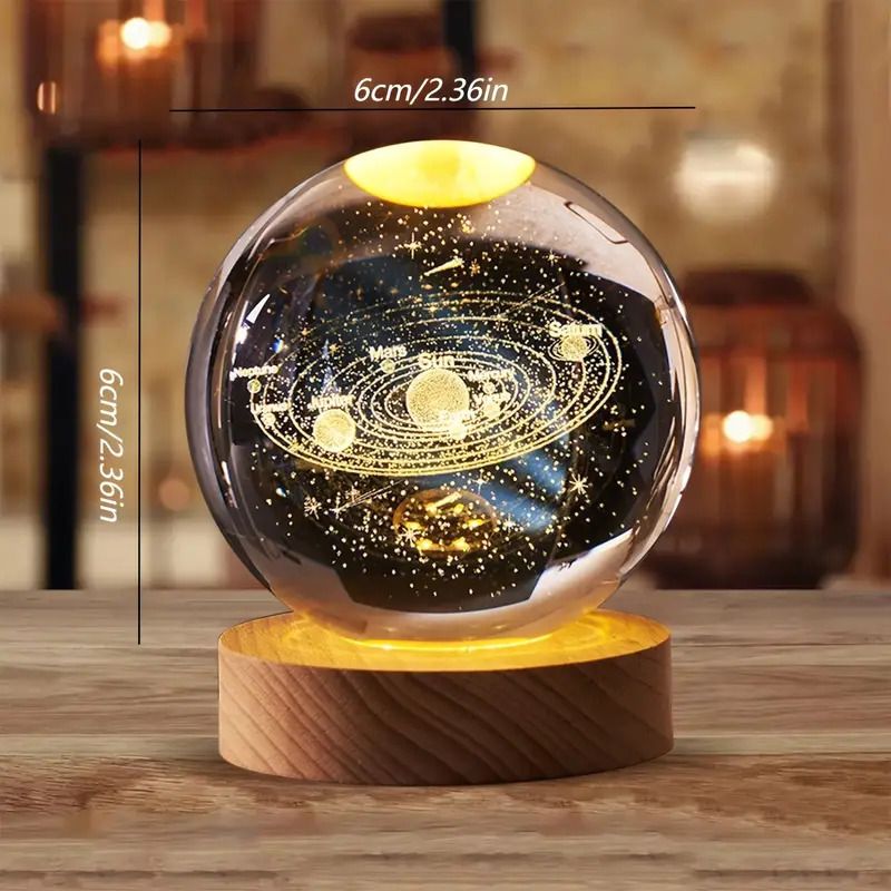 3D Galaxy Crystal Ball Night Light,2.4 inch Glass with Wooden Base Table Lamp-image-42