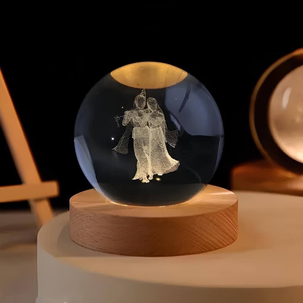 3D Night Table Study Lamp With Wooden Base & USB Cable, Party Decoration Lamp Night Lamp-image-20