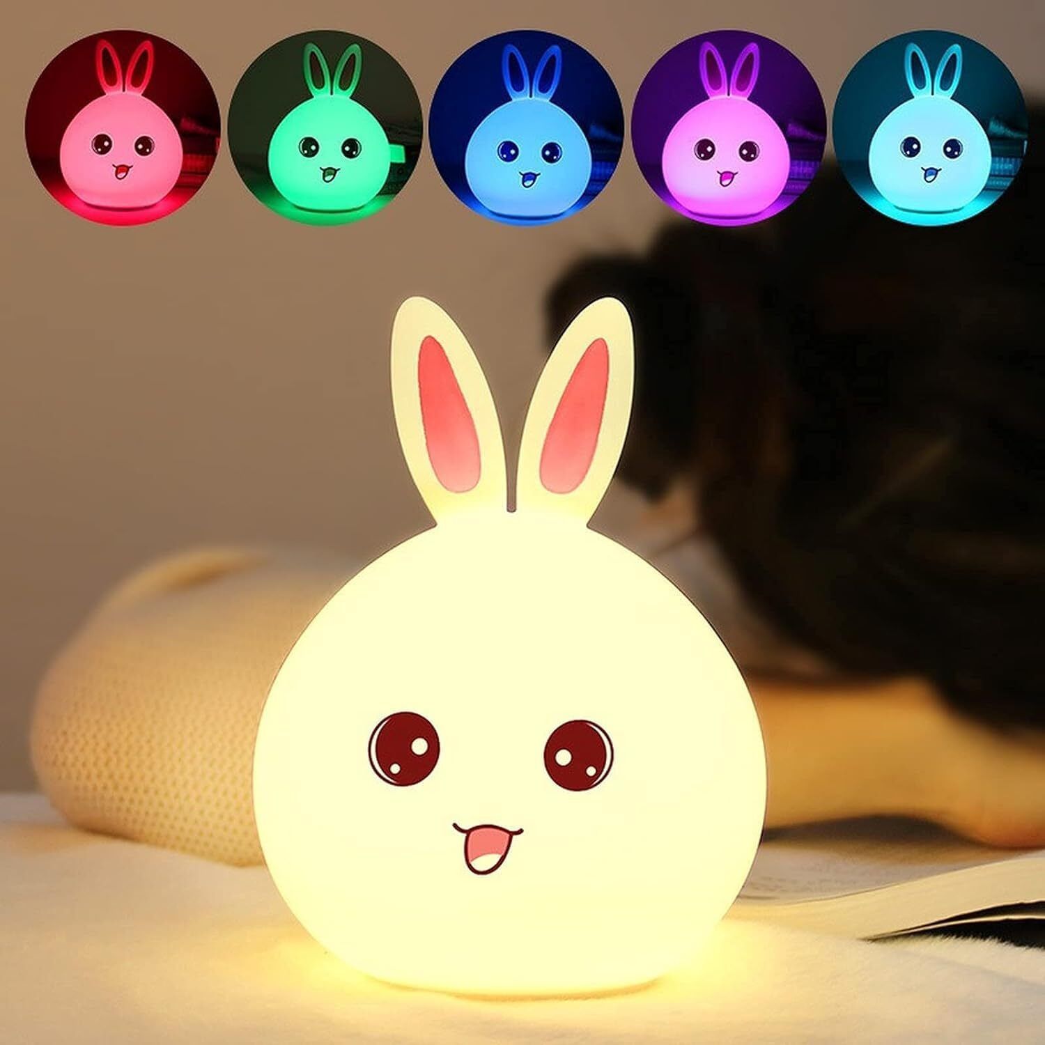 Cute bunny Light, USB Rechargeable, 7-Colors Changing,Room Decor Night Lamp-image-41
