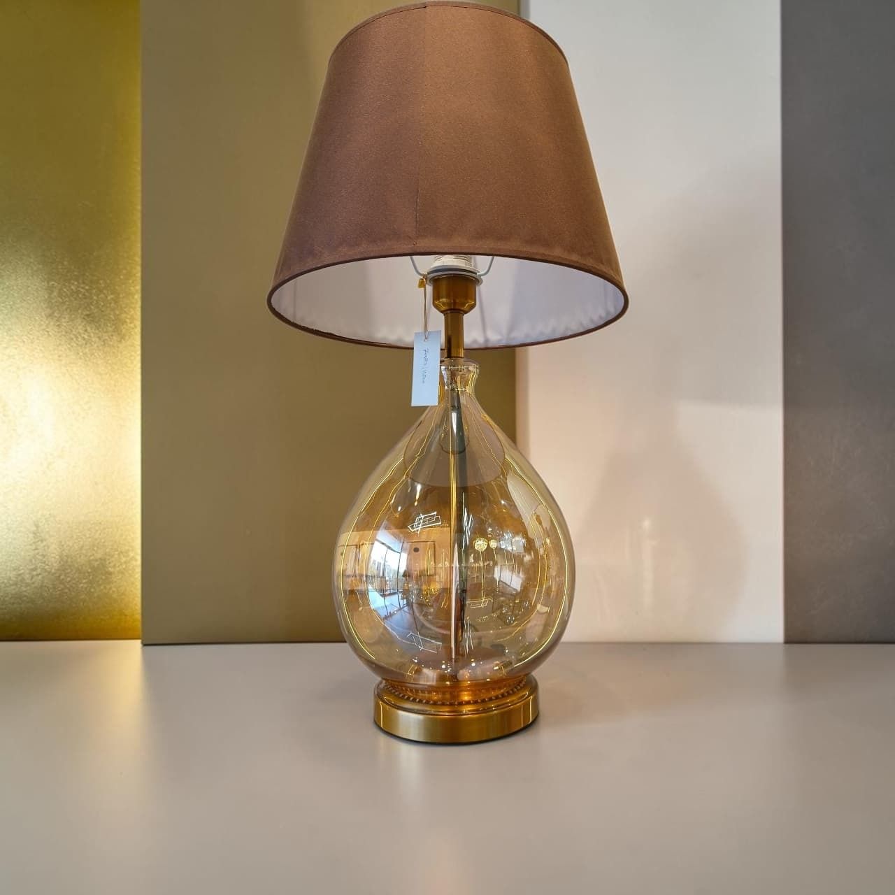 Amber Glass Table Lamp Table Lamp-image-39