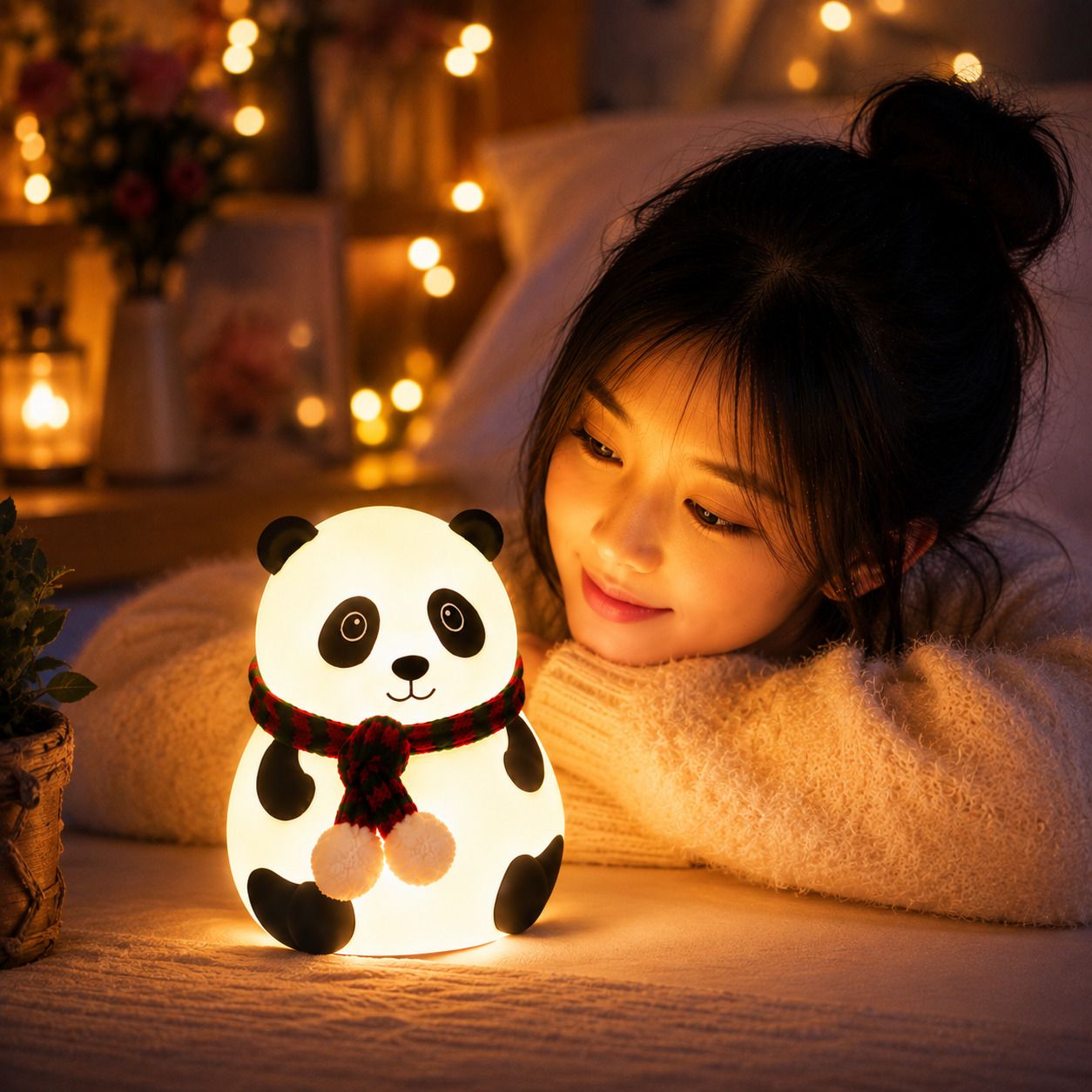 Cute Panda LED Night Lamp for Kids Bedroom Soft Silicone Bedside Table Light Night Lamp-image-25