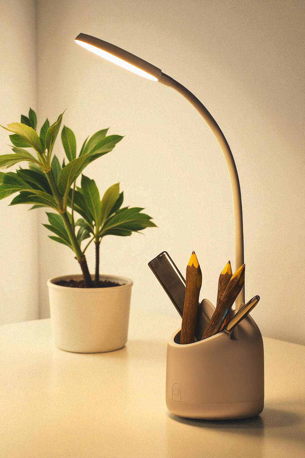 USB Rechargeable Table Lamp with Pen Stand, Flexible Neck & Eye Protection Light Study Lamp-image-14