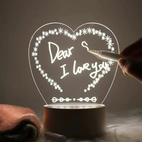 3D Heart Shape Creative Visualization Lamp with Message Board, Writing Surface Table Lamp-image-34