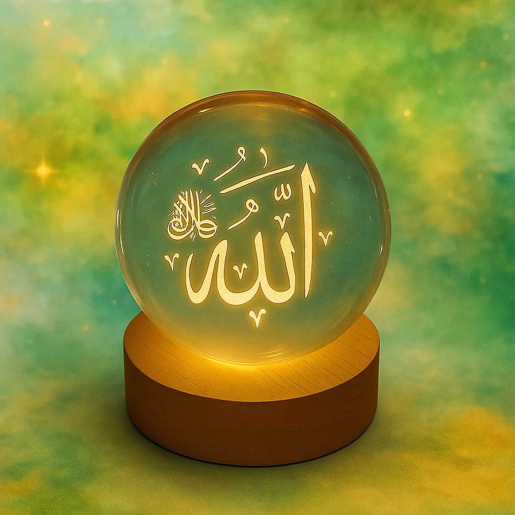 3d crystal ball islamic allah - LED Hologram Glass Lamp Night Lamp (8 cm, D2) Night Lamp-image-41
