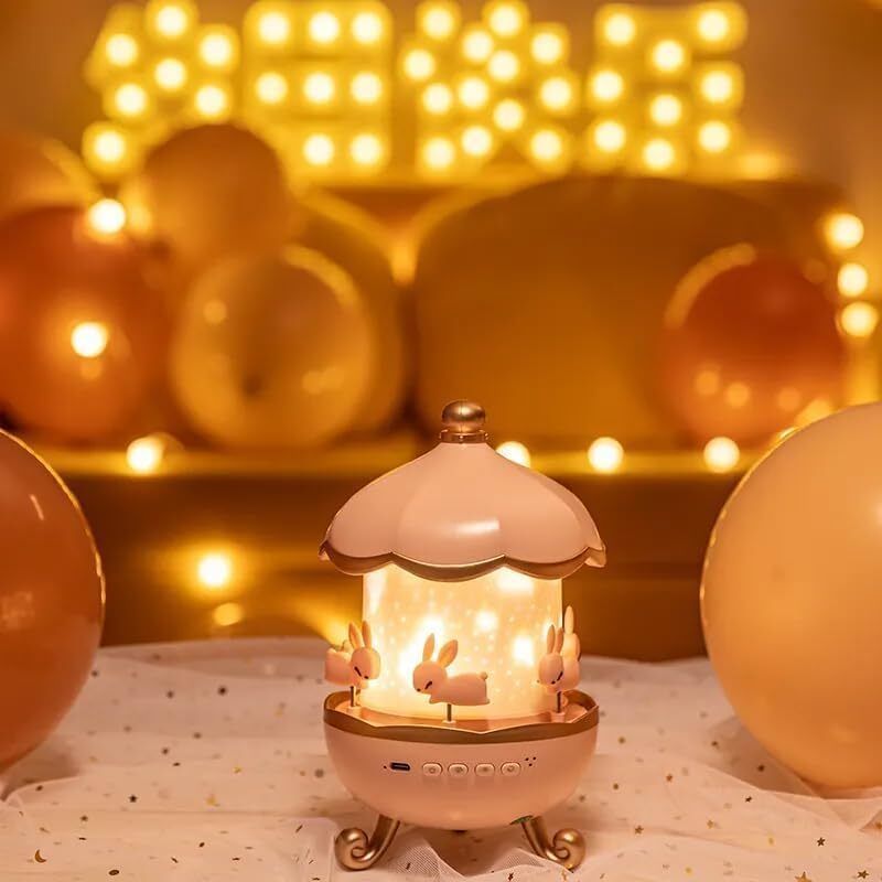 Dreamy Bunny Carousel Lamp with Warm LED Glow Night Lamp-image-2