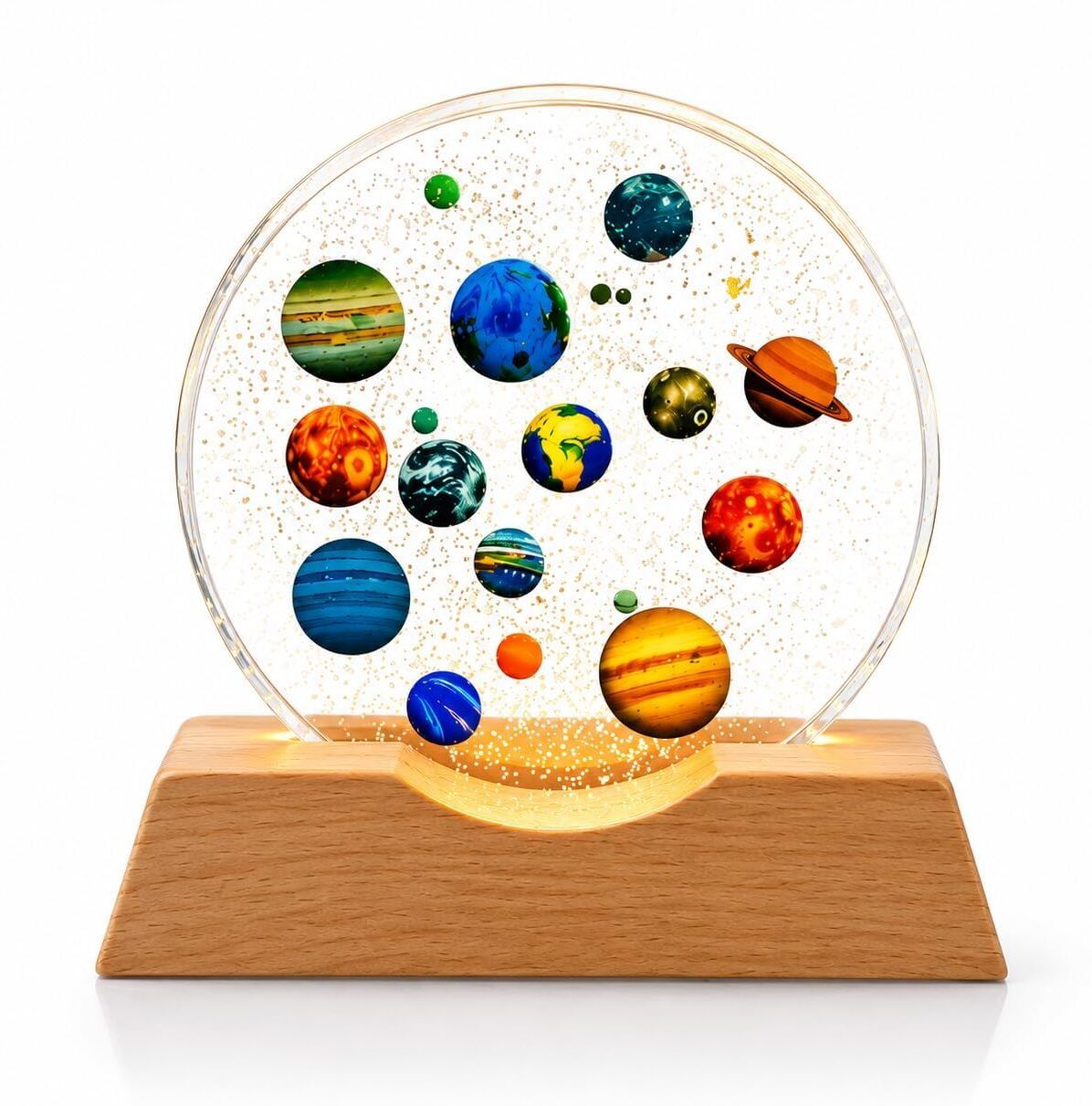 dwiti enterprise 3D Planet Design Crystal Ball Light-USB Powered LED,Wooden Base Table Table Lamp-picture-46
