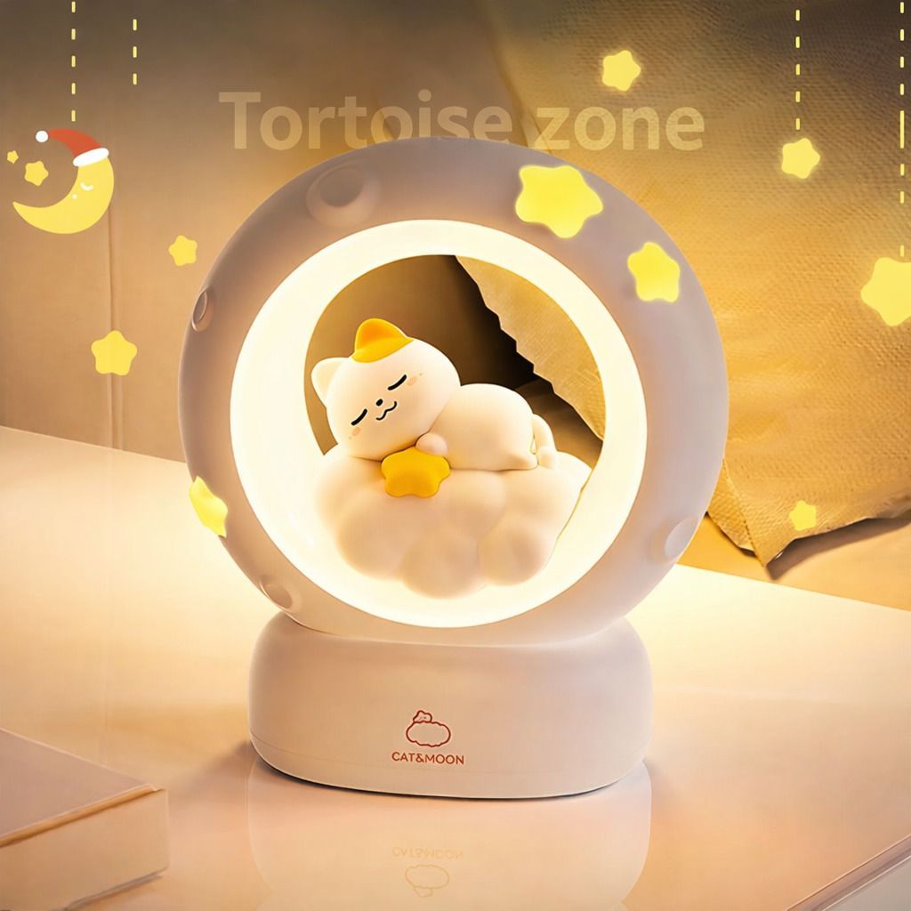 Cat Moon Night Lamp Rechargeable Elegant Plastic Design Night Lamp-image-5