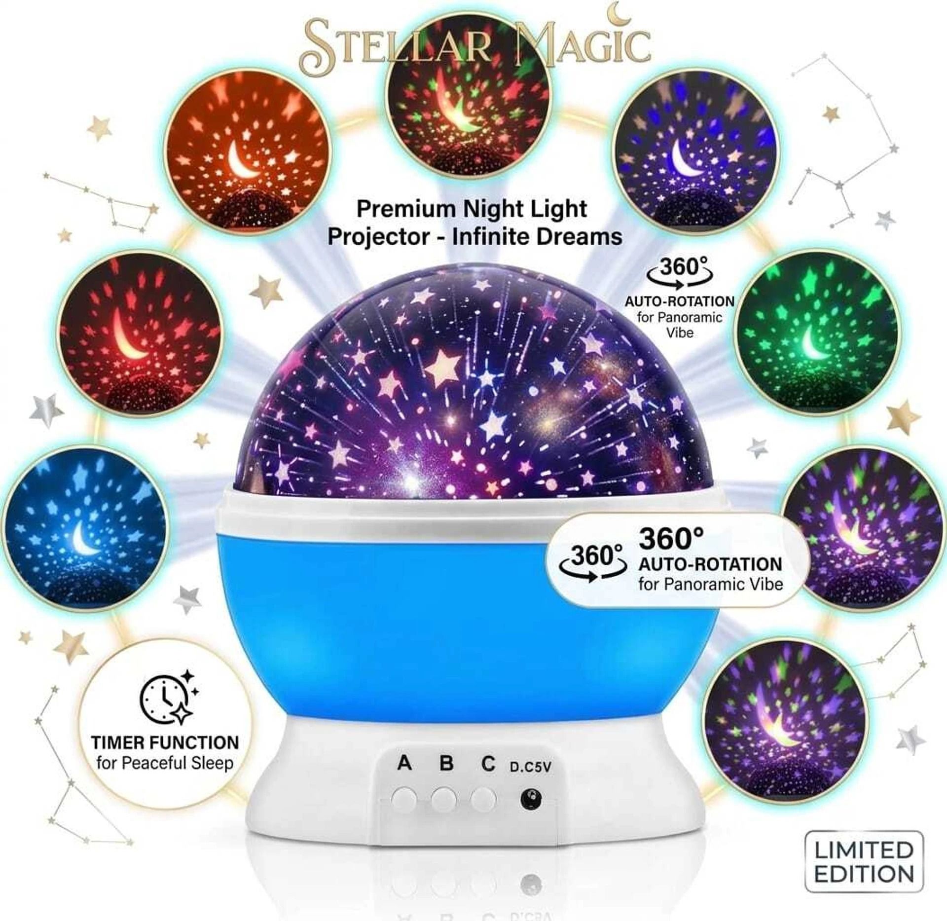 king and queen store 360° Galaxy Star Projector Night Light with Multi-Color LED Projector Unique Study Lamp-picture-18