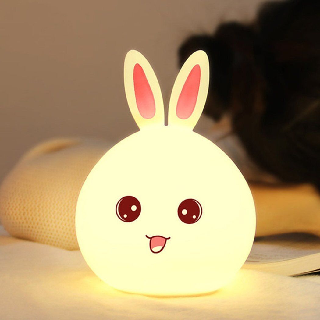 Rabbit Silicone Night Light Color Changing Cute Lamp with Touch Sensor Control Table Lamp-image-36