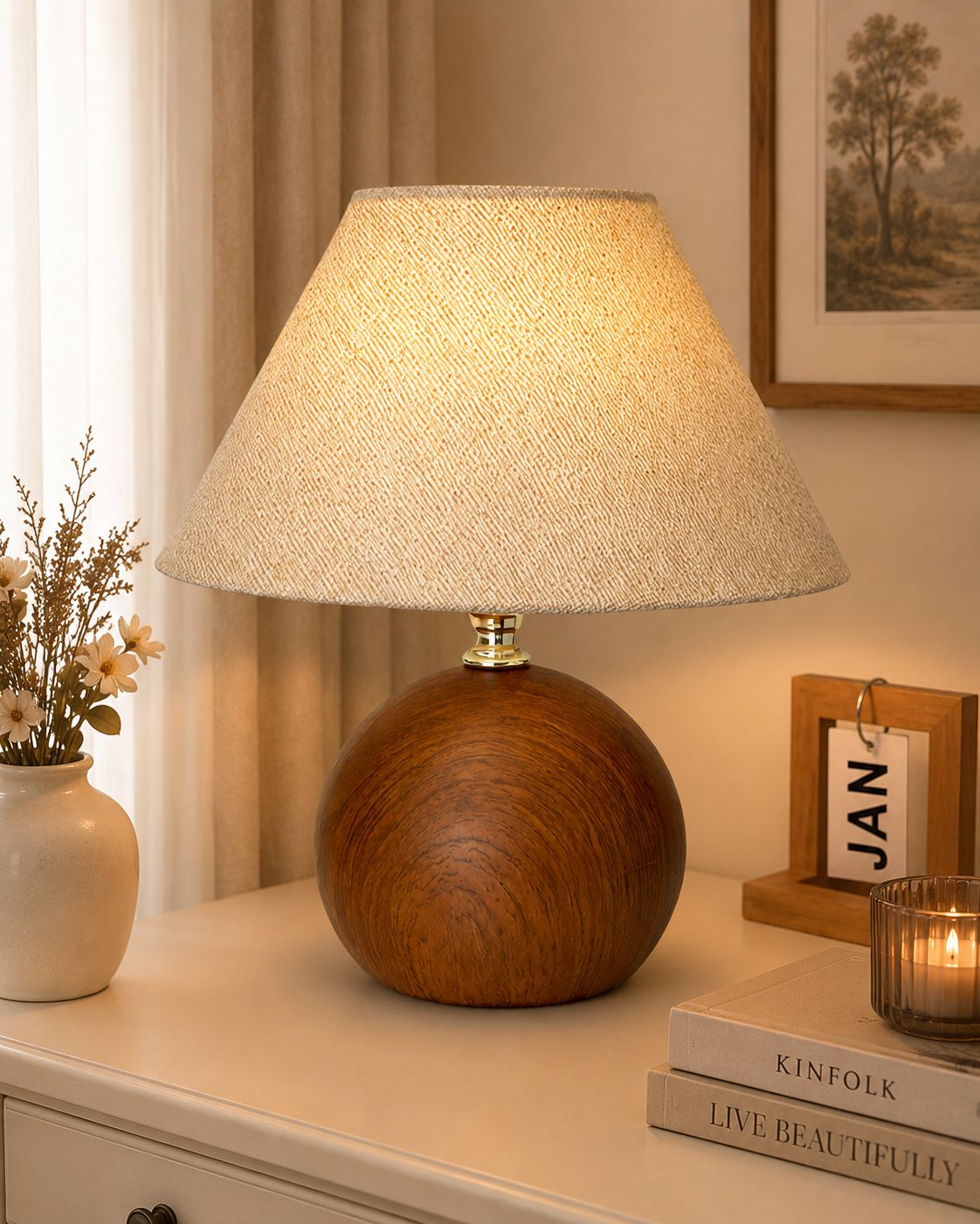 Compact Fold Metal Table Lamp with Beige Shade for Study, Desk, Bedside Lamp Table Lamp-image-4