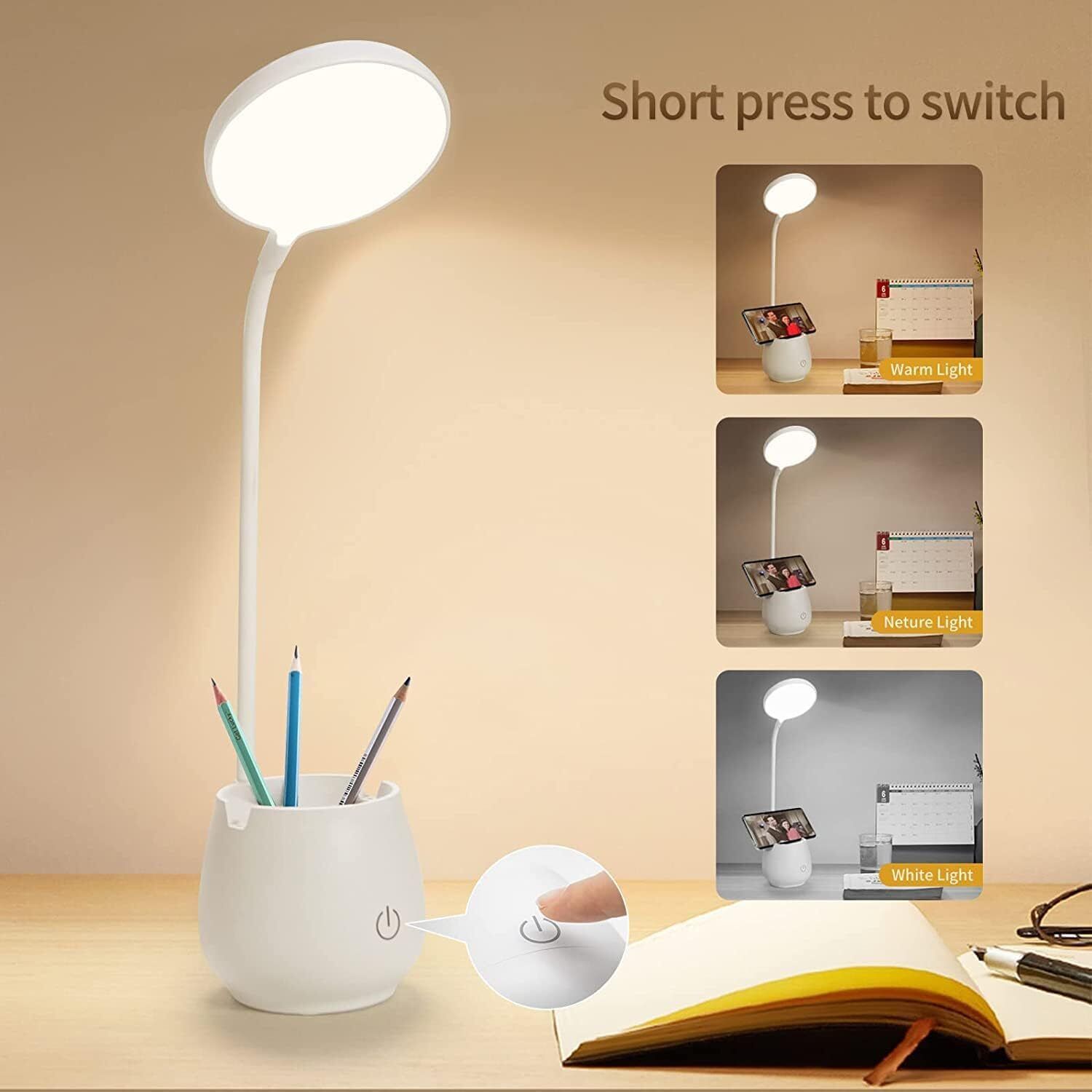 Study Lamp with Pen Holder, 3 Brightness Levels, USB Charging and Night Light Study Lamp-image-28