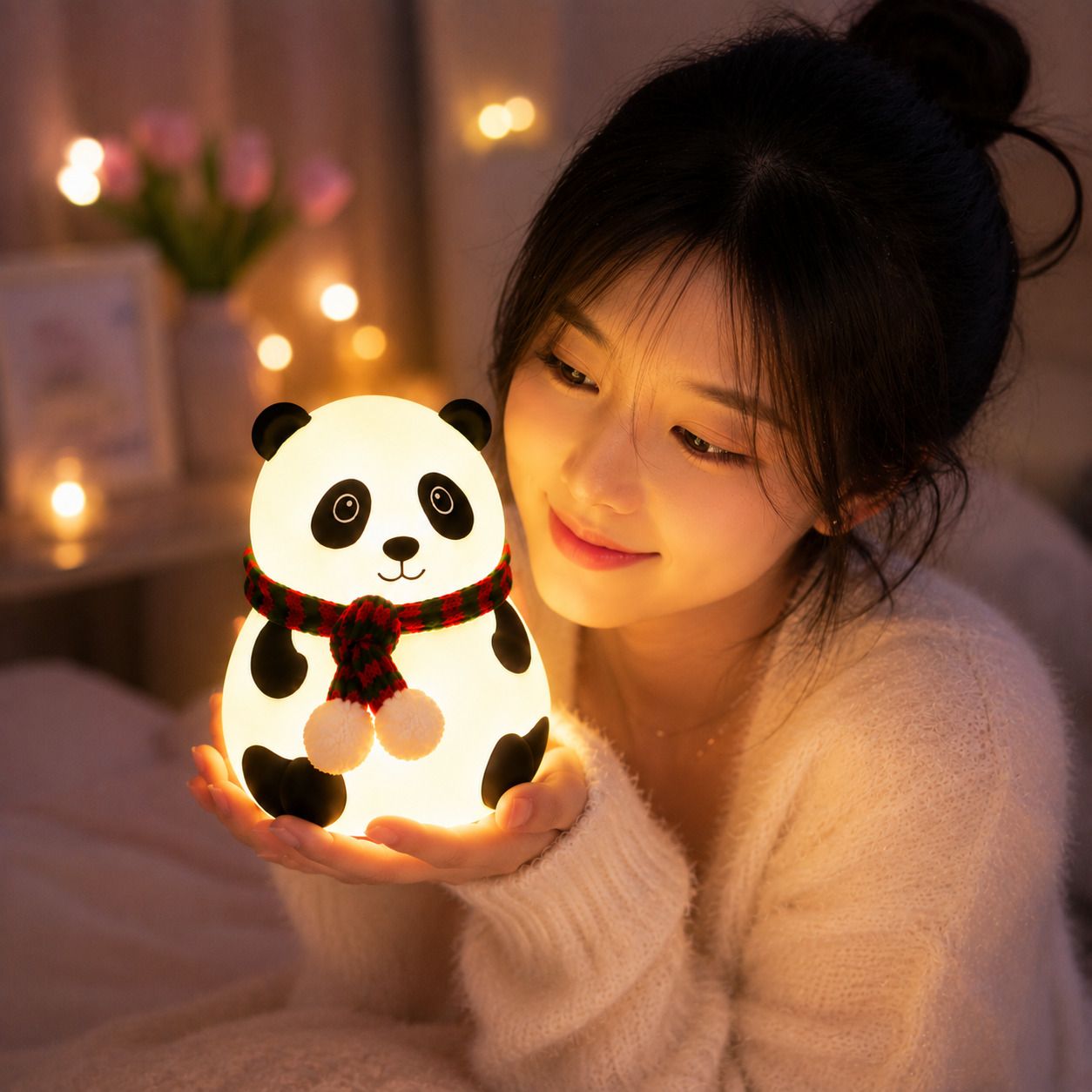 Panda Night Light Cute LED Bedside Lamp for Kids Nursery Bedroom Home Decor Gift Night Lamp-image-42