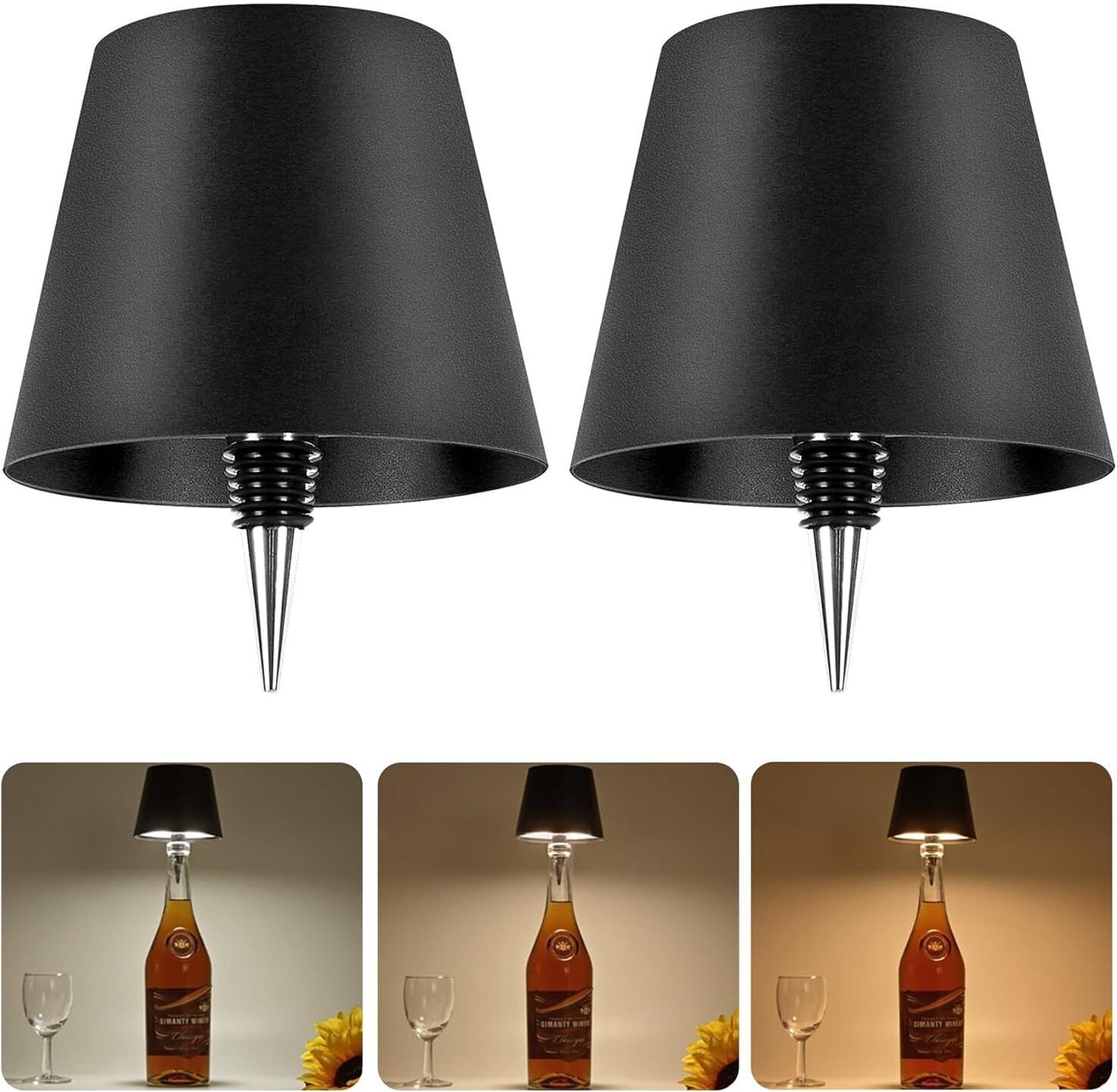2Pcs LED Wireless Bottle Light,3 Color Stepless Dimming Wine Bottle Lamp Table Lamp-image-33