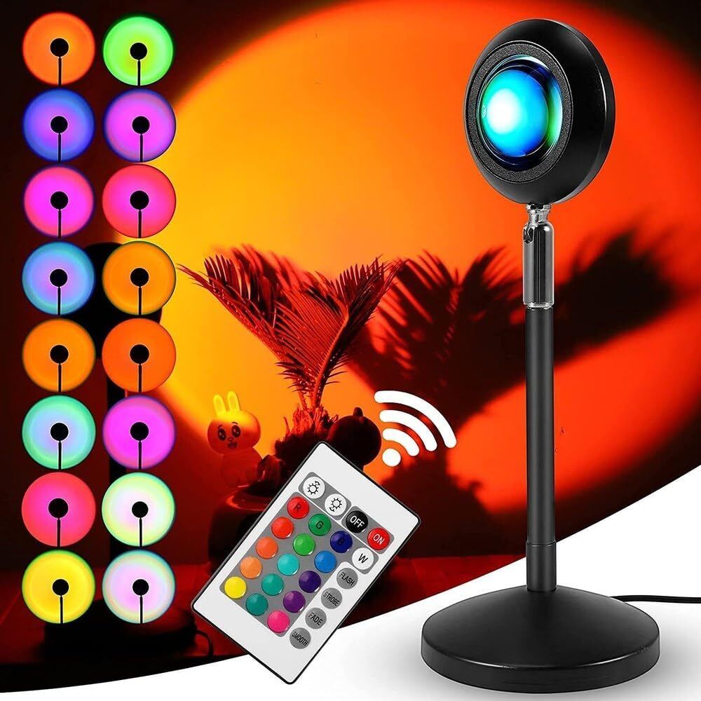 16 Color RGB Sunset Projection Lamp,Remote Control LED Mood Ligh Night Lamp-image-12