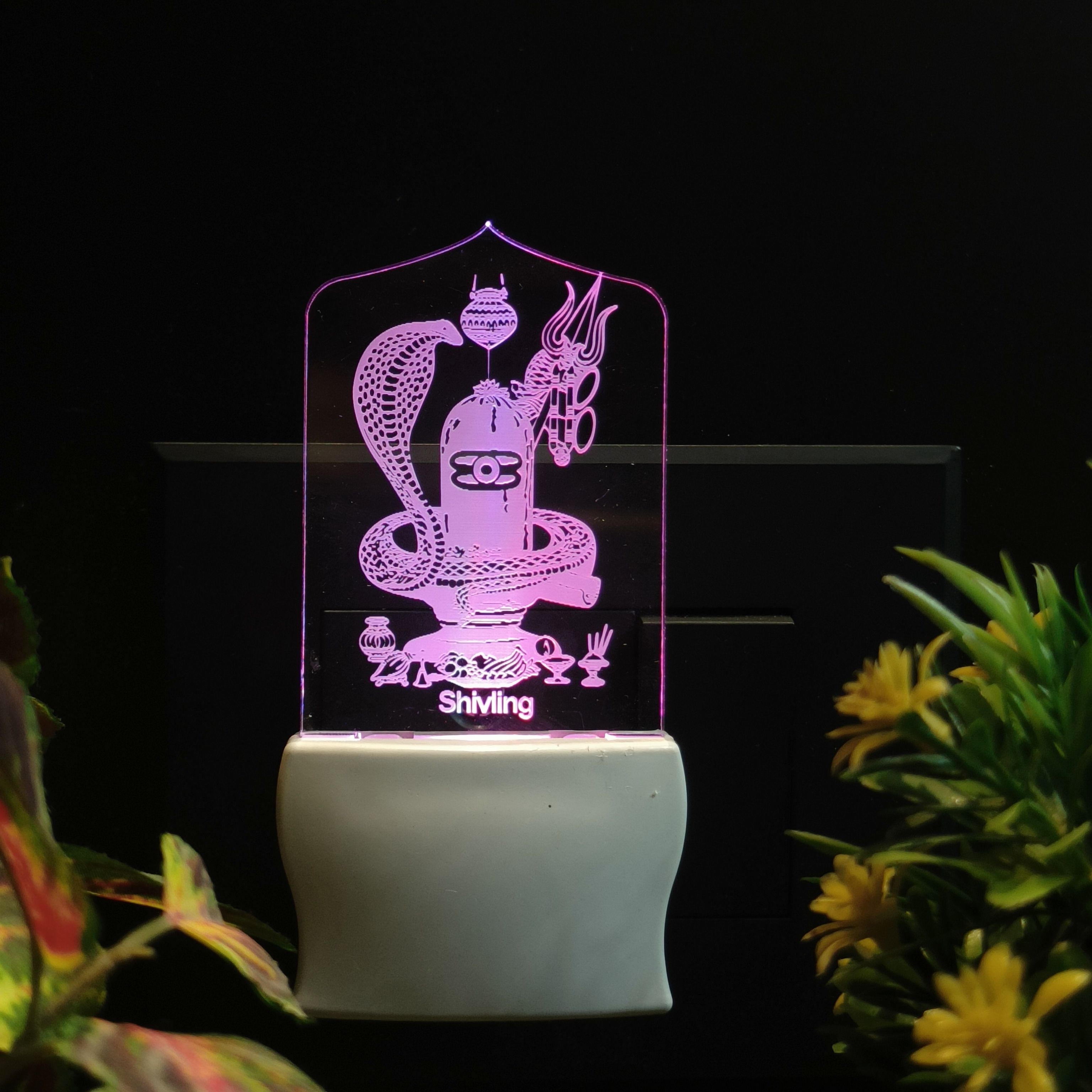 red robin 3D Mahadev Shivling Night Light Acrylic LED Lamp for Home & Office Table Lamp-picture-36