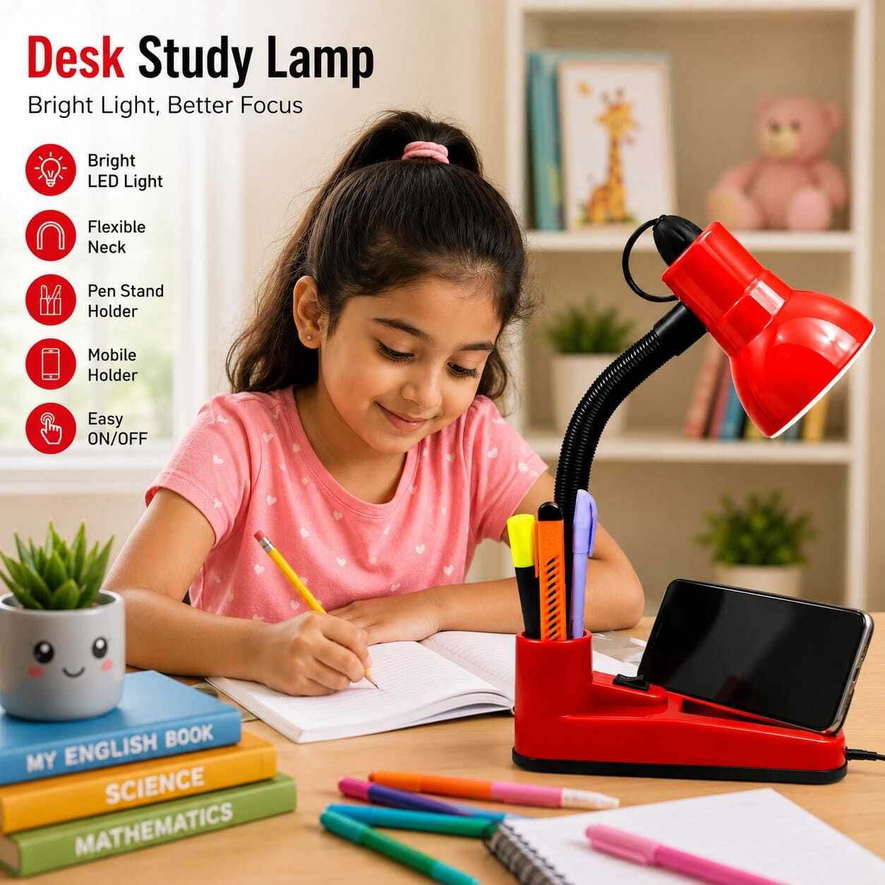 mitansh Red Lapm with modern look Study Lamp-picture-31