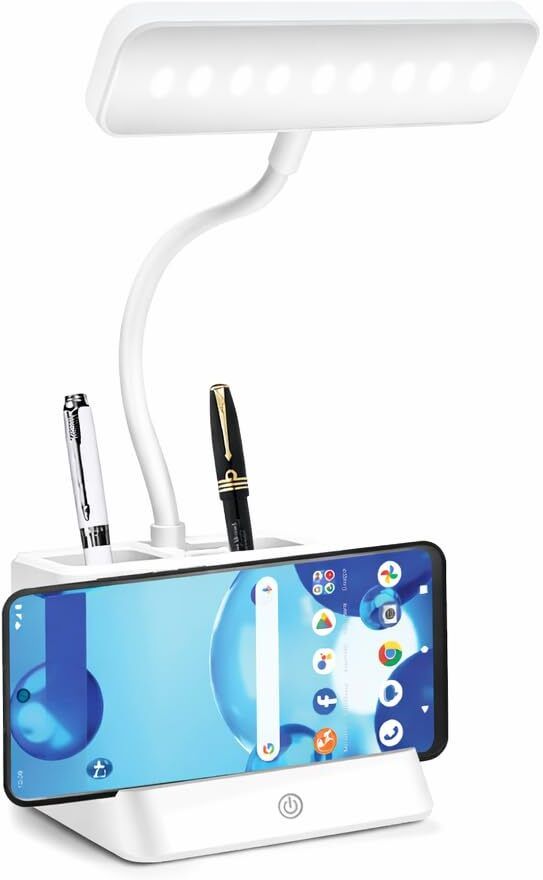Rechargeable LED Desk Lamp with Phone Holder Pen Stand Touch Control USB Light Study Lamp-image-9