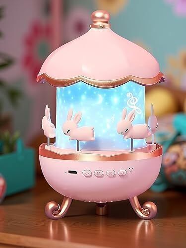 Rabbit Musical Rotating Night Lamp for Kids, Star Projection Bedside Light Night Lamp-image-24