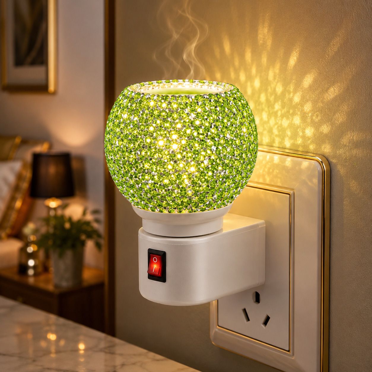 Premium Crystal Night Lamp with Electric Kapoor Dani | Warm LED Light Night Lamp-image-12