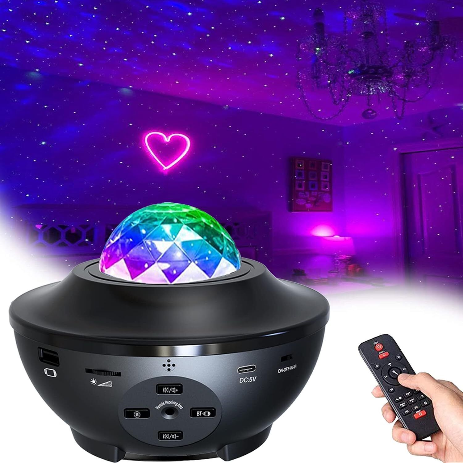 neel Galaxy Star Projector Night Lamp with Remote Control Bluetooth Speaker Night Lamp-picture-0
