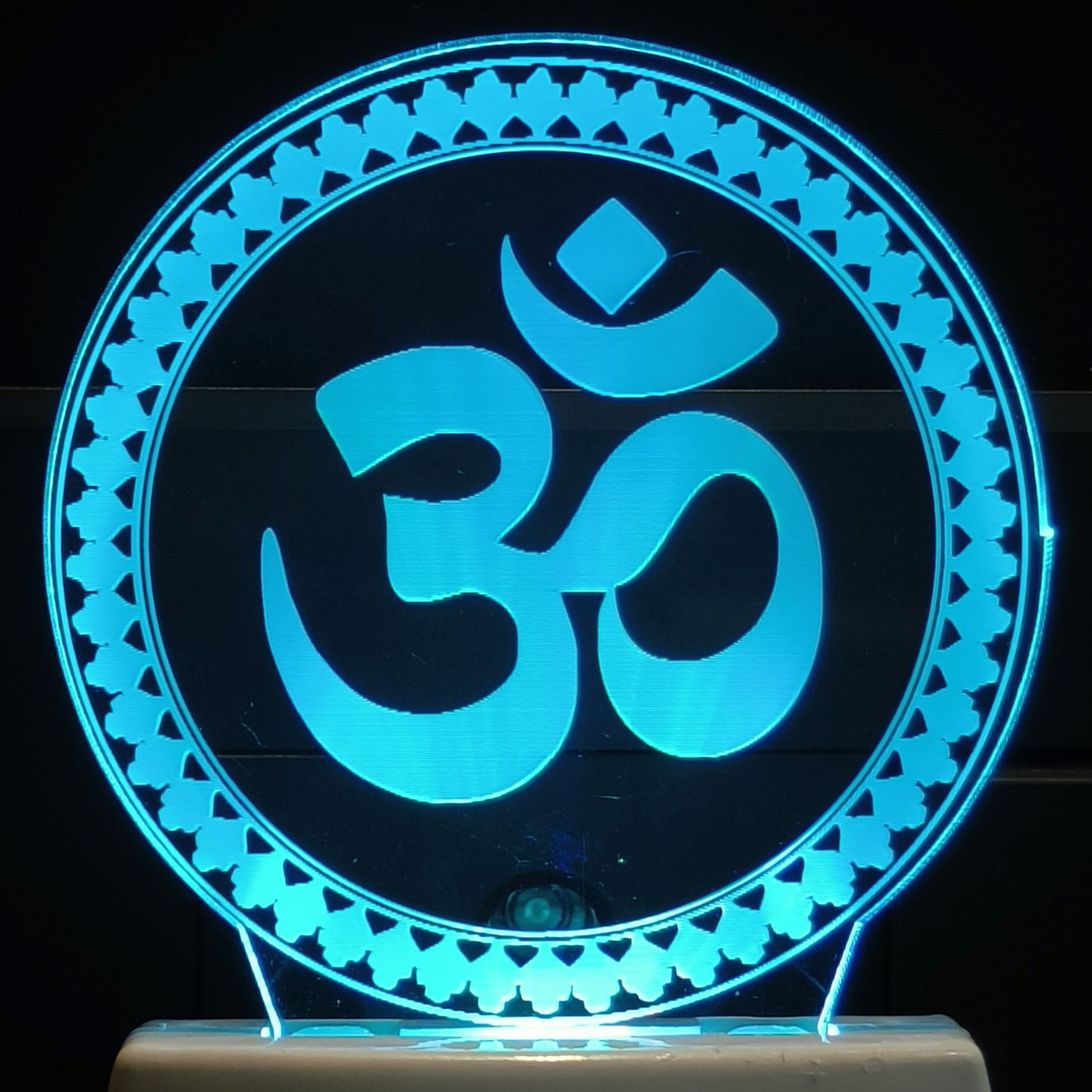 OM CHAKRA Acrylic 3D Illusion RGB 7 Colour Changing LED Plug n Play Night Lamp-image-9
