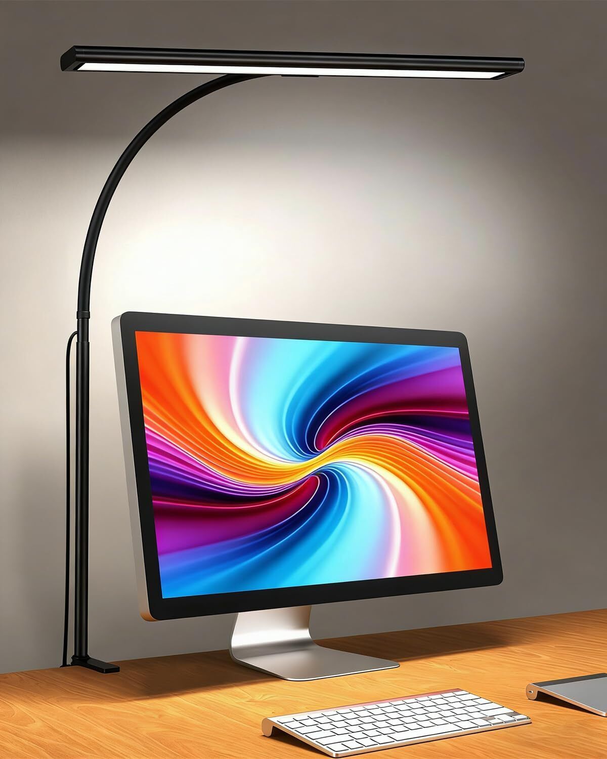 supvox LED Desk Lamp with Flexible Gooseneck and Three Color Dimmable Light USB Study Lamp-picture-47