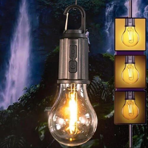 starvokes Rechargeable Hanging Clip Bulb | Portable LED Tent Lamp with 3 Light Modes Yellow Plastic Hanging Lantern-picture-13