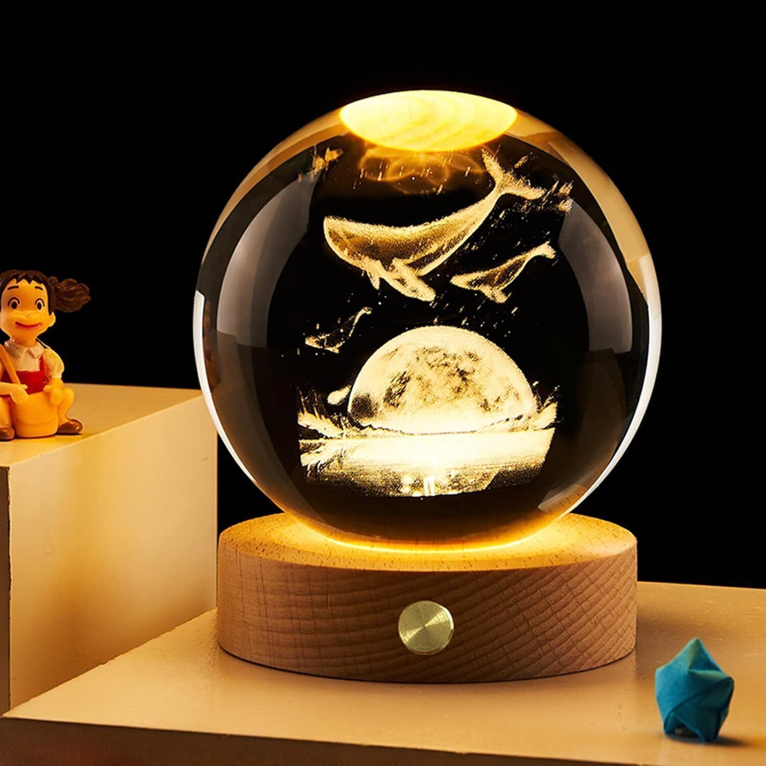 Galaxy Crystal Ball Night Light,2.4 inch Glass Ball Night Lamp with Woodern Base Night Lamp-image-44