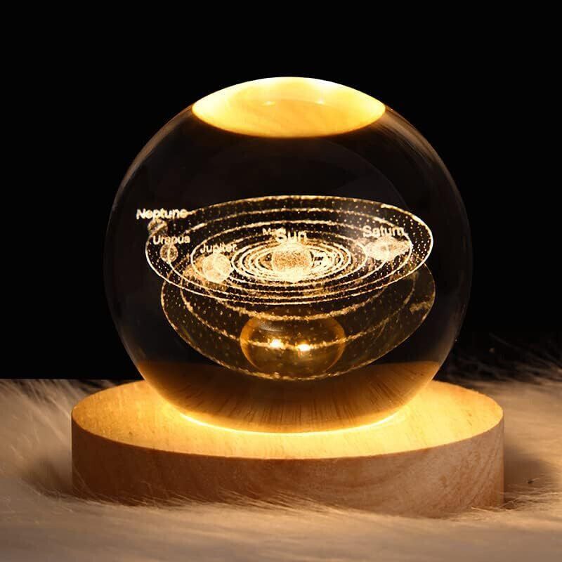 3D Solar System Crystal Ball Night Light Ball Projection Planet Model Table Lamp