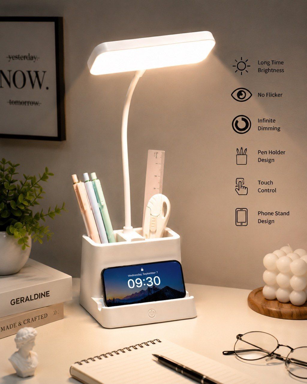 ab patel Multifunctional Rechargeable Emergency lamp with Pen & Mobile Holder Desk Study Lamp-picture-19