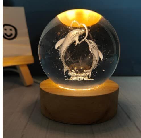 3D Crystal Ball Dolphin Luminous Lamp with Wooden Base Night Lamp-image-36