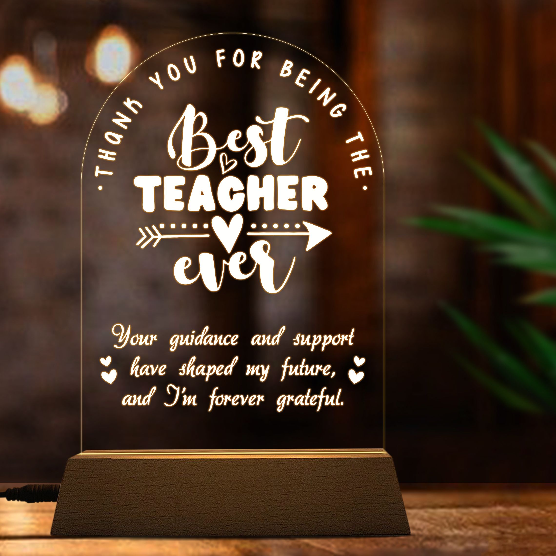 Teacher Day Special Gift Best Teacher Ever LED Acrylic Table Lamp