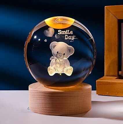 craftiquehub 3D Teddy Crystal Ball LED Night Lamp Table Lamp-picture-16