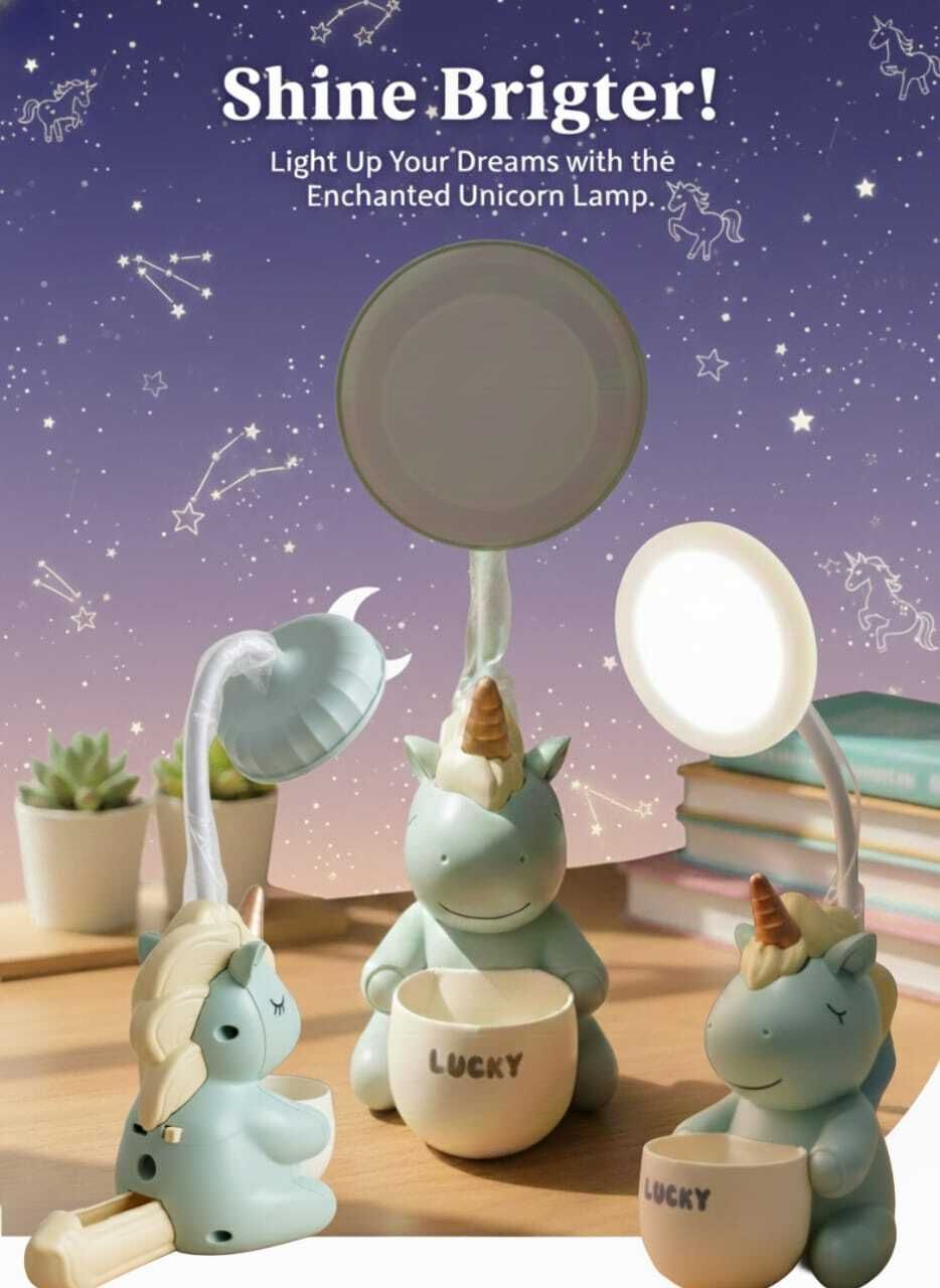decorationhub Aesthetic Unicorn Rechargeable LED Desk Lamp with Pen Holder Study Lamp-picture-43